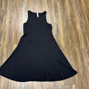 Athleta Black Sleeveless Dress Casual Tank Travel Tencel Modal Knee Length Small